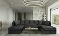 Black Chenille Fabric U Corner Sofa BISHOP Sofa