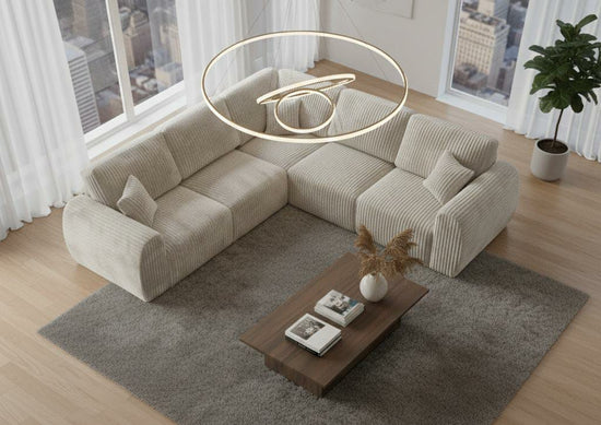 Cream  Corner seater mix Polyester Fbric sofa set Vinci