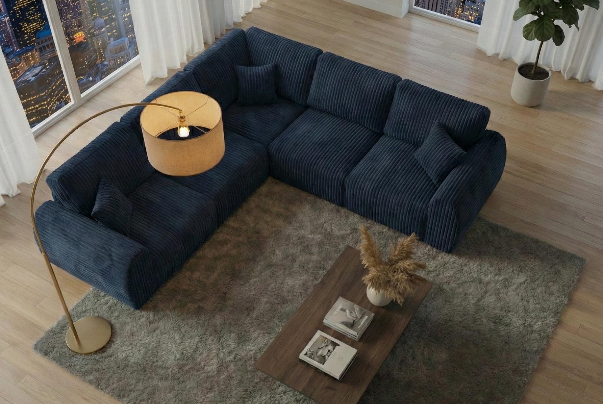 Blue Chenille fabric corner sofa  VINCI sofa