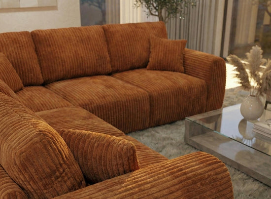 Brown  Rust Chenille Fabric Corner Sofa VINCI Sofa