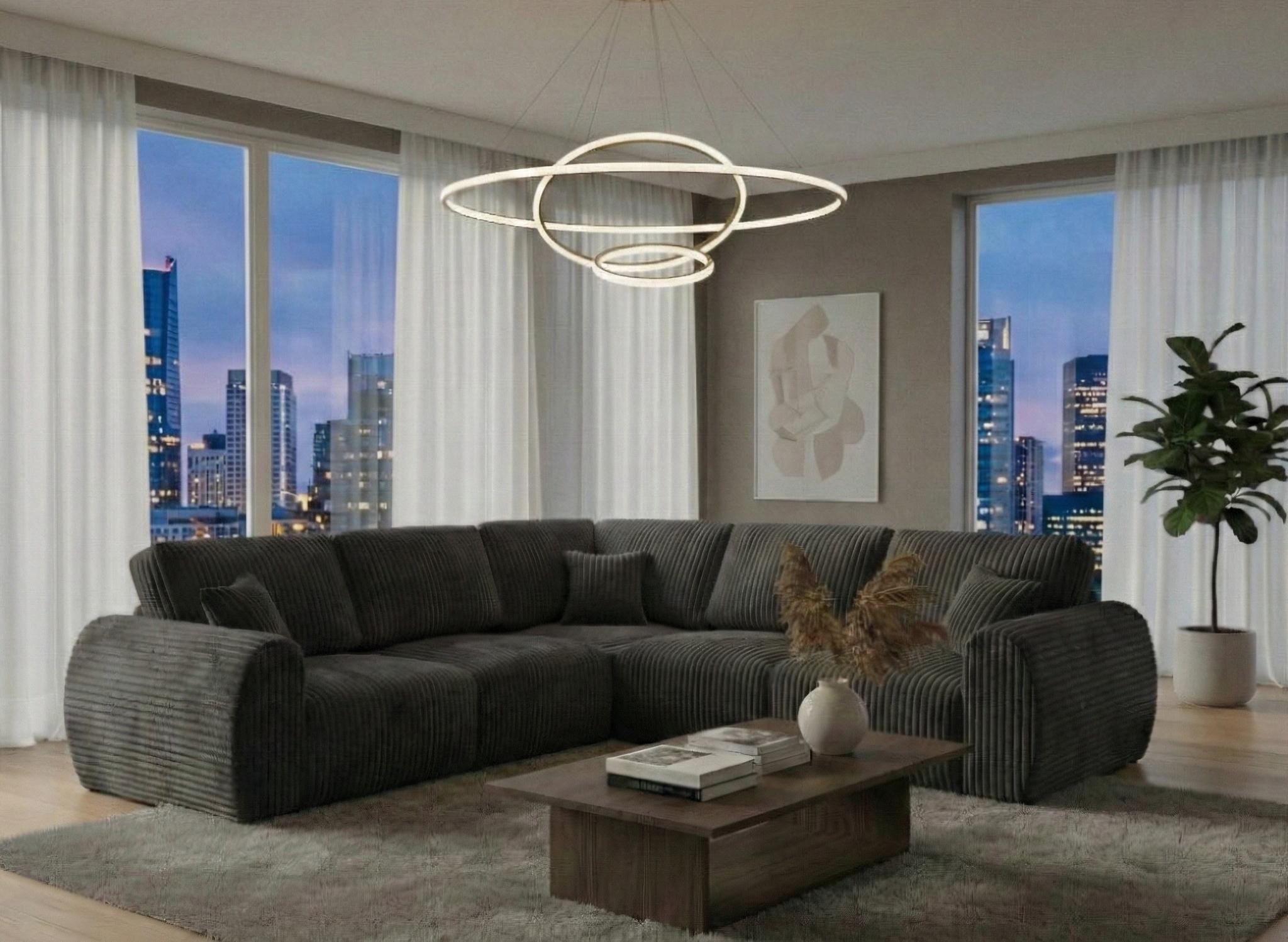 Grey  chenille corner sofa VINCI Sofas