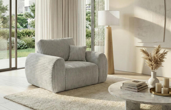 Light Grey  1 Seater seater Chenille  Fbric sofa set Vinci