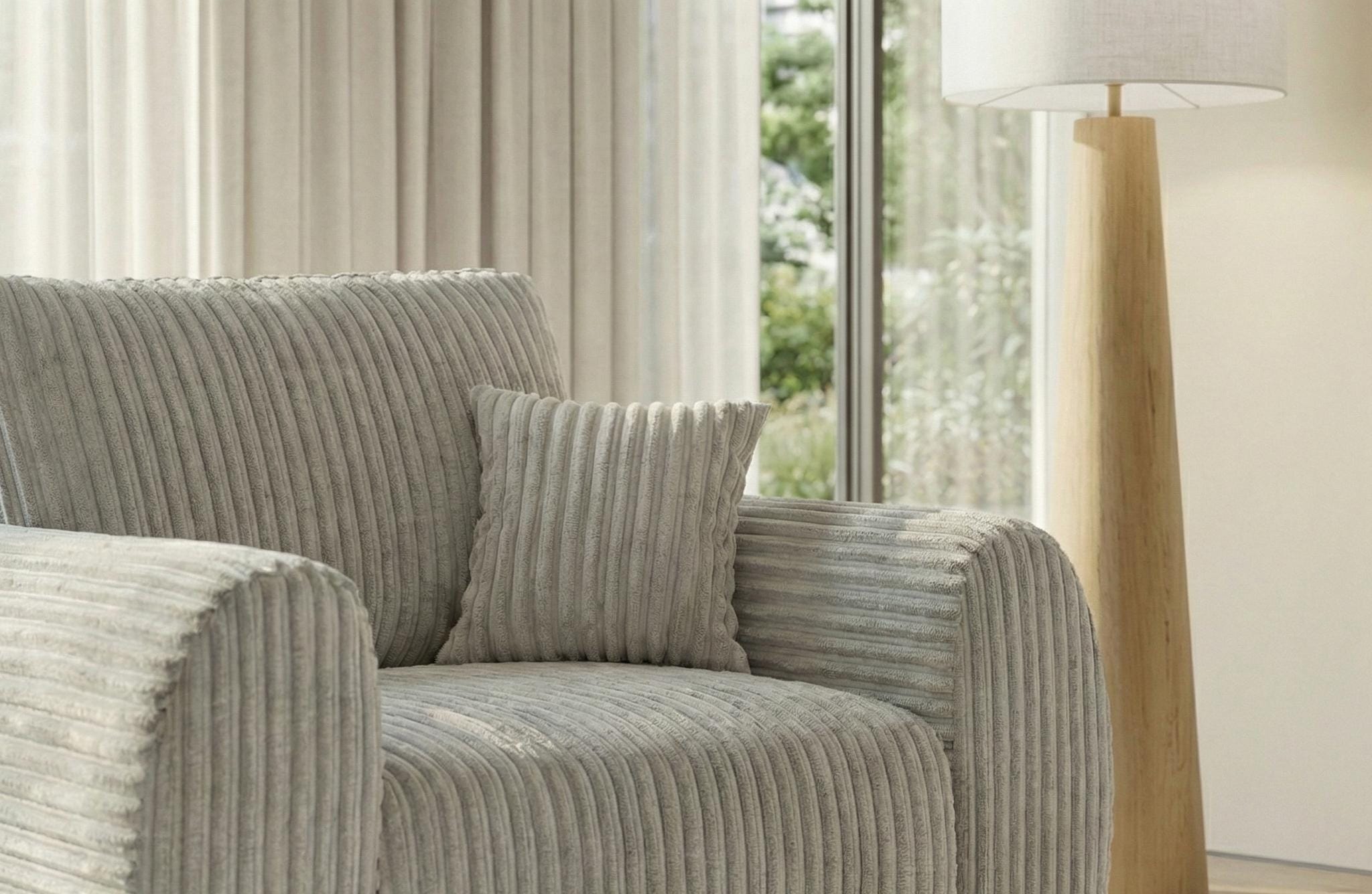 Light Grey  1 Seater seater Chenille  Fbric sofa set Vinci