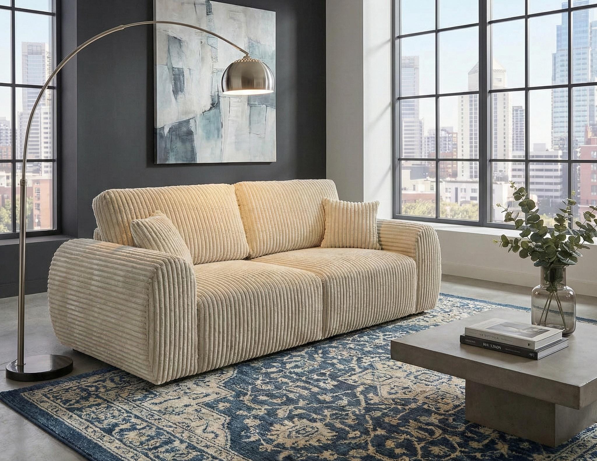 Cream Chenille Fabric 2 seater sofa VINCI Sofa