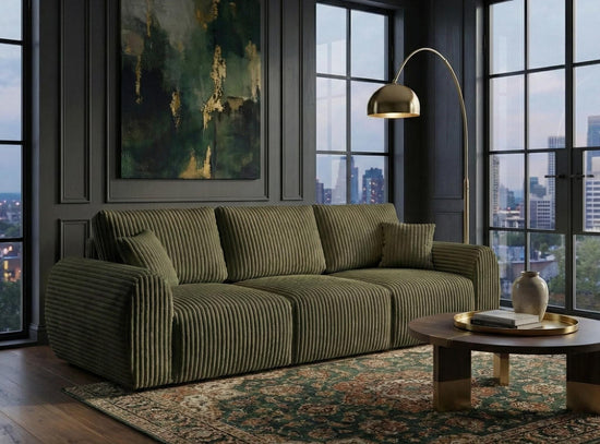 Green Olive 3 Seater seater Chenille  Fabric  sofa set Vinci