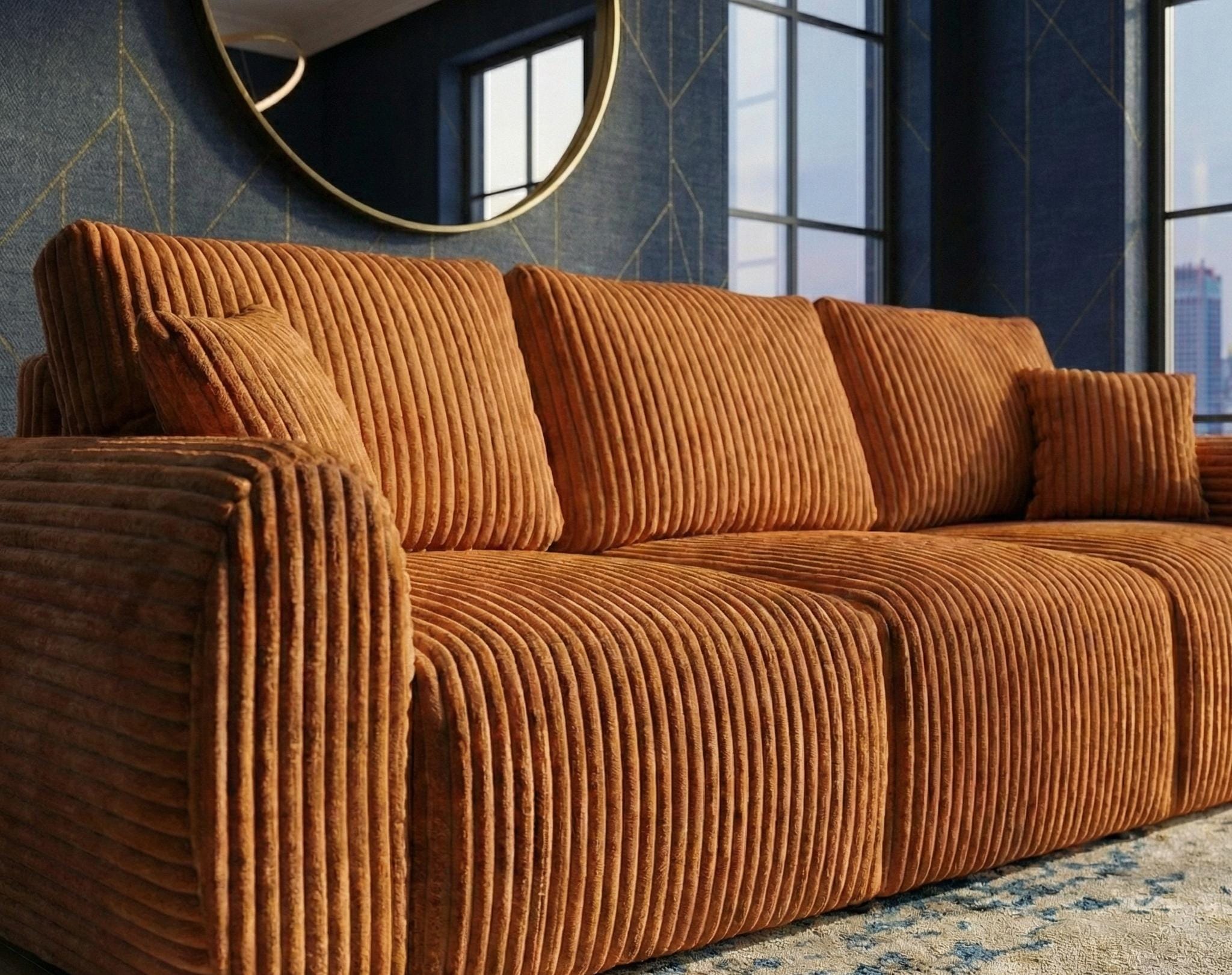 Brown Rust 3 Seater seater  Chenille  Fabric sofa set Vinci