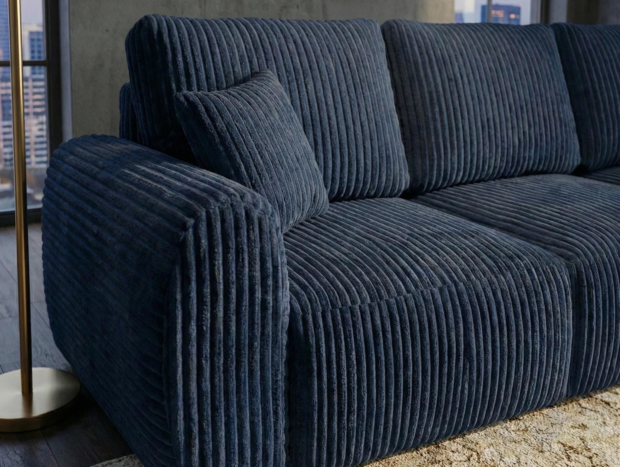 Blue  3 Seater seater  Chenille  Fabric sofa set Vinci