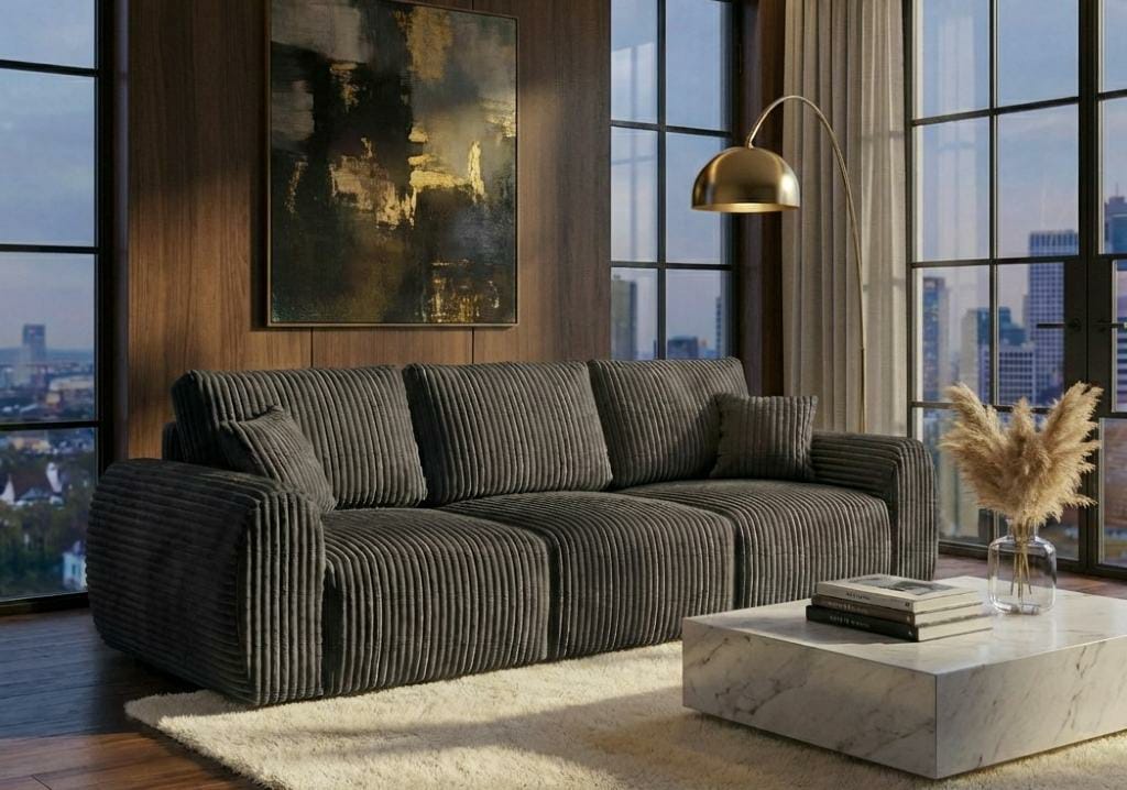Grey  3 Seater seater   Chenille  Fabric sofa set Vinci