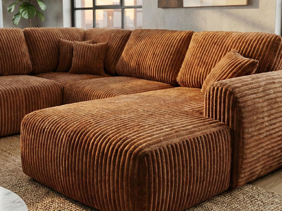 Brown  Chenille Fabric Corner  U shape sofa VINCI Sofa