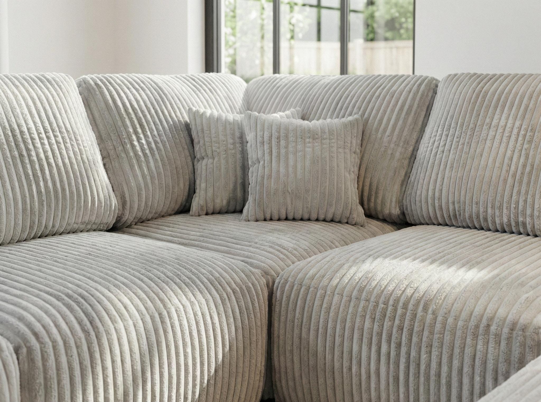 Cream Chenille  Fabric U Corner seater sofa set Vinci