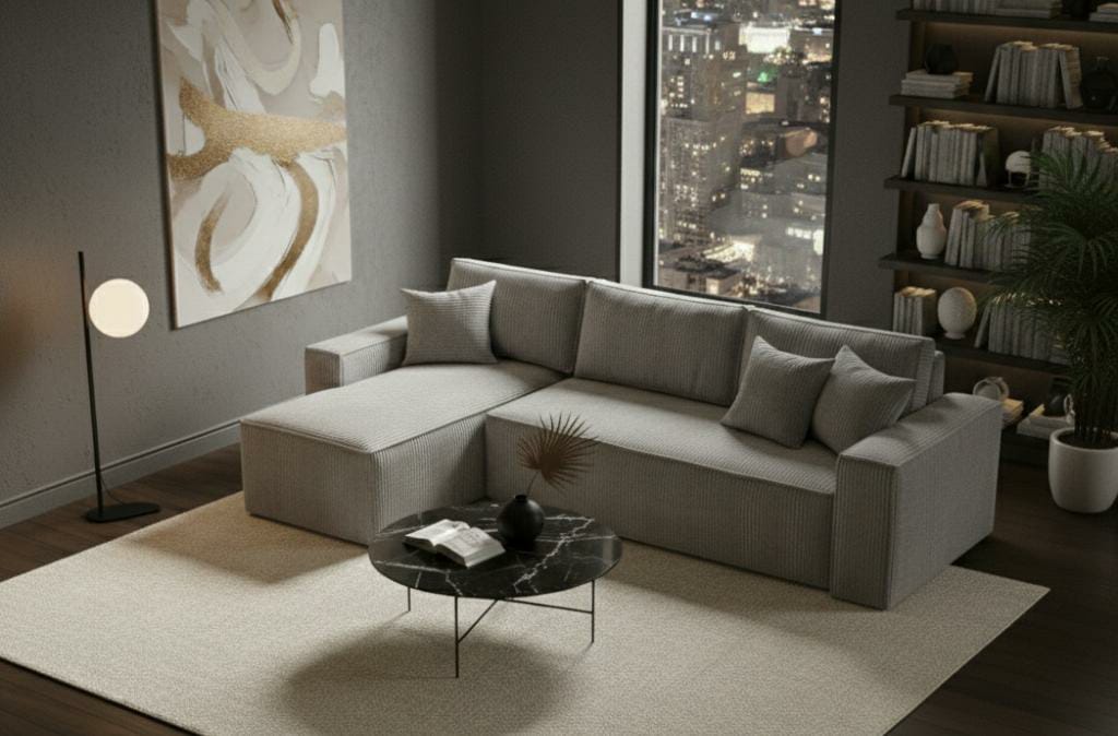 Light Grey velvet SofaBed PATI Sofas