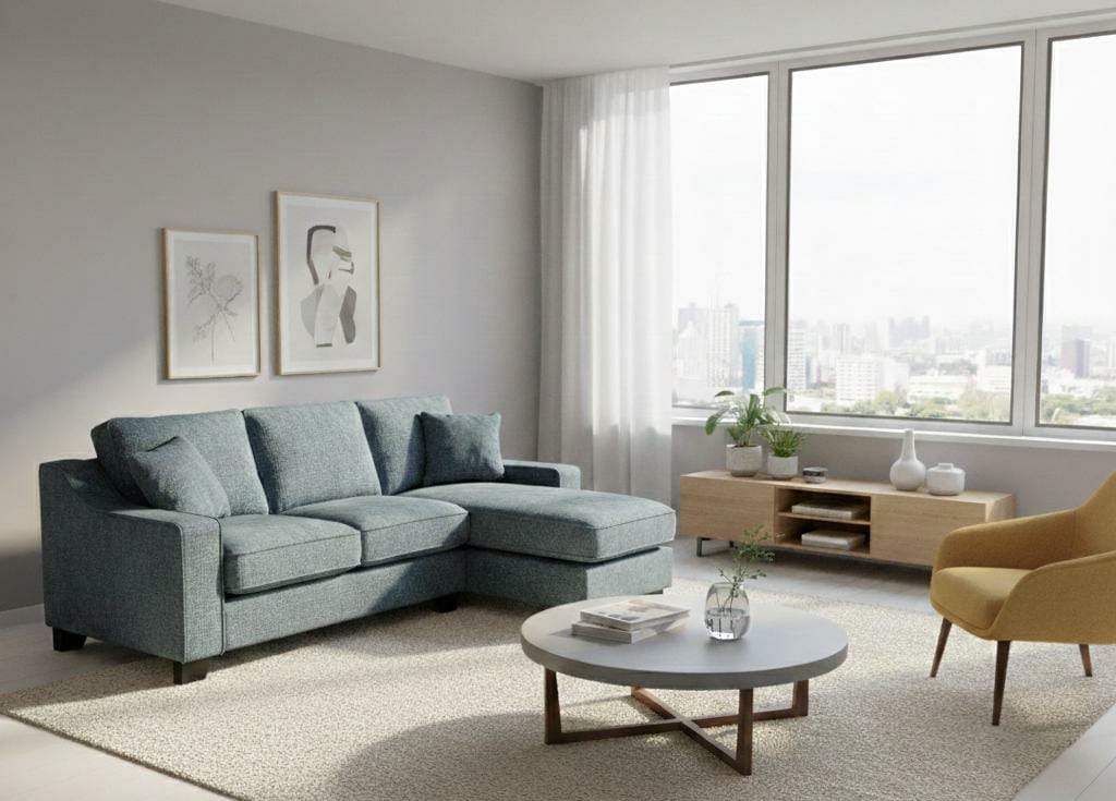 Blue  Polyester Fabric  corner 2C2 sofa NEBRASKA Sofa