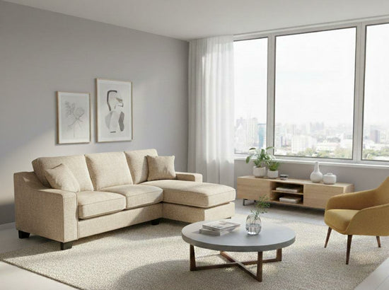 Beige  Polyester Fabric corner  2C2 sofa  set NABRASKA Sofa
