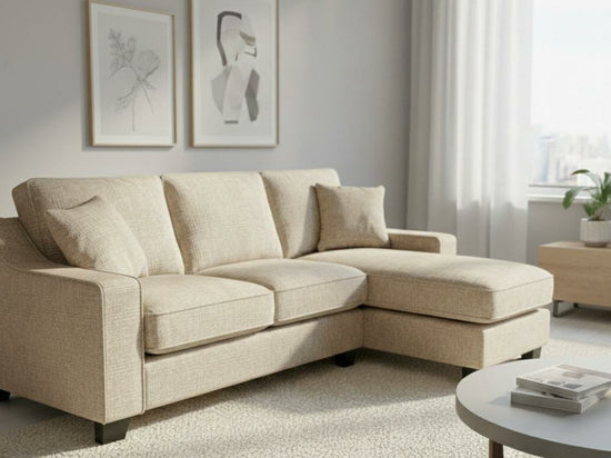 Beige  Polyester Fabric corner  2C2 sofa  set NABRASKA Sofa