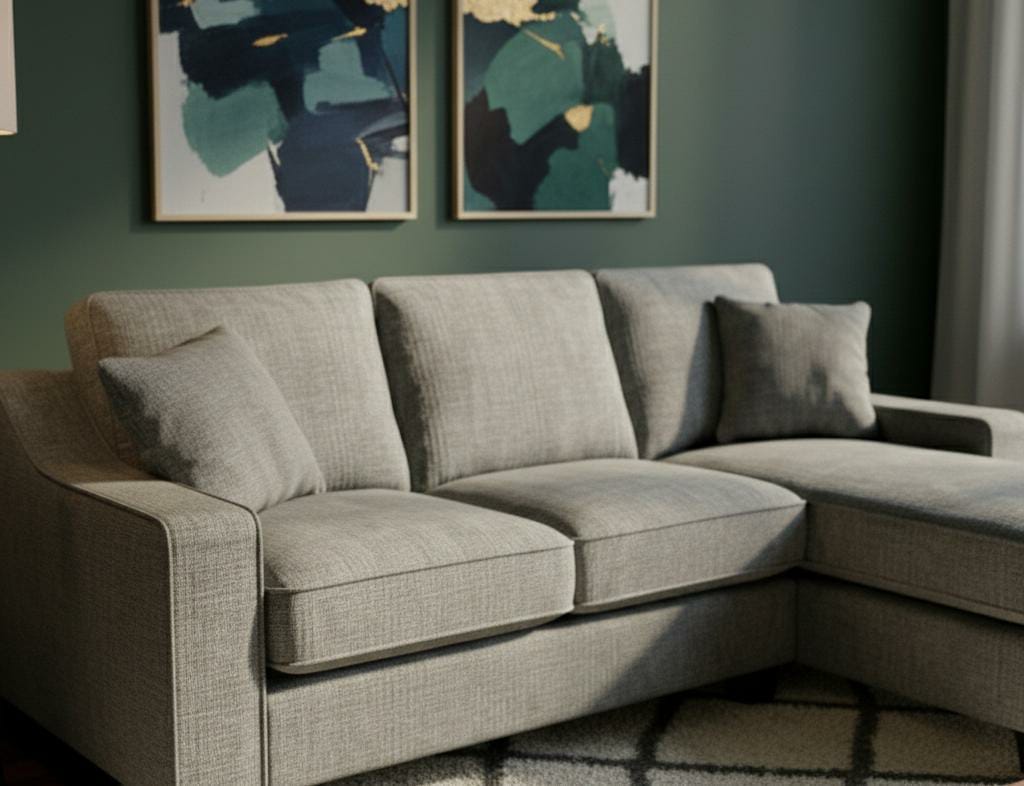 Grey Polyester Fabric corner sofa 2C2 NABRASKA Sofa