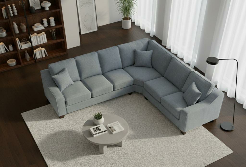 Blue Corner seater Polyester Fbric sofa set Nabraska