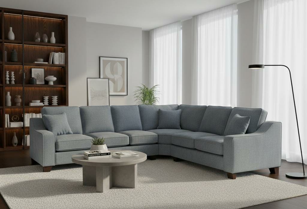 Blue Corner seater Polyester Fbric sofa set Nabraska