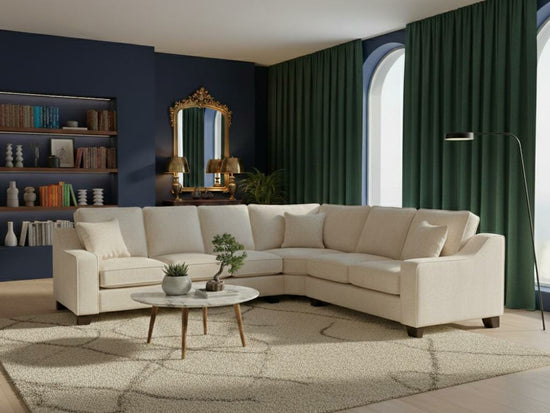 Beige Corner seater Polyester Fbric sofa set Nabraska