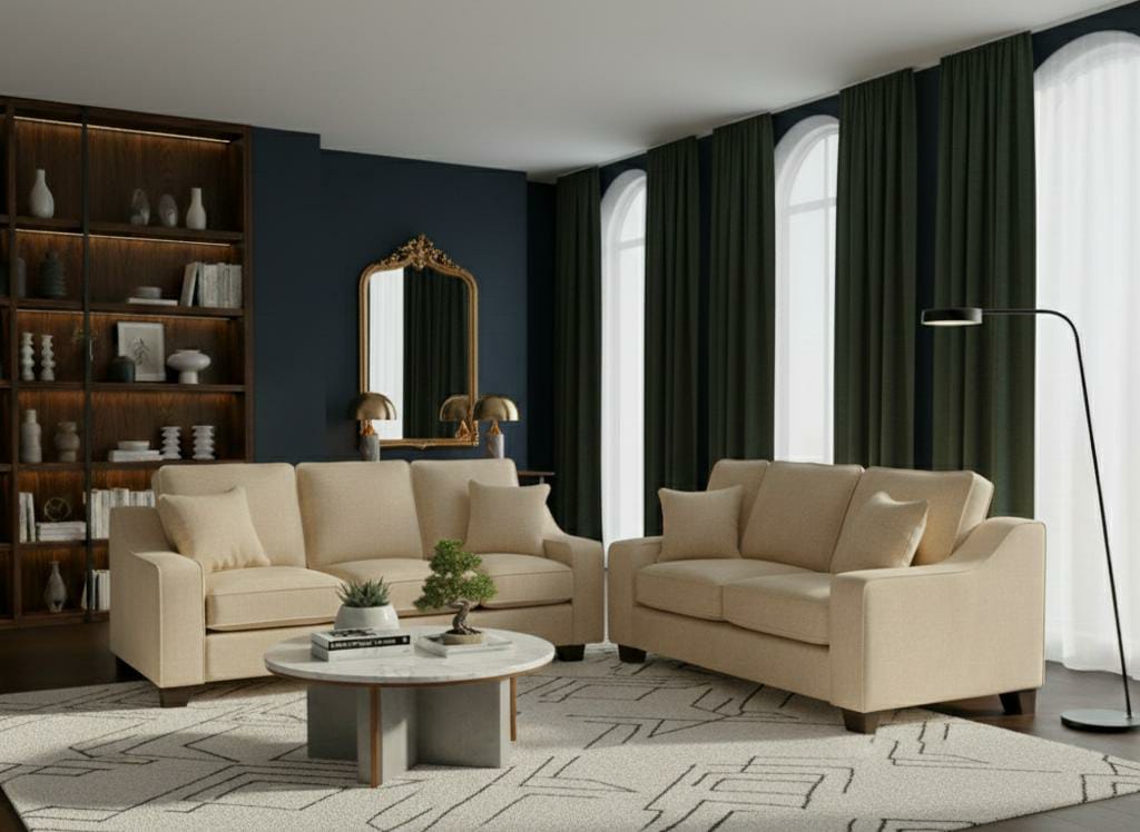 Beige 3+2  seater Polyester Fbric sofa set Nabraska