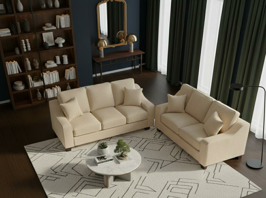 Beige 3+2  seater Polyester Fbric sofa set Nabraska