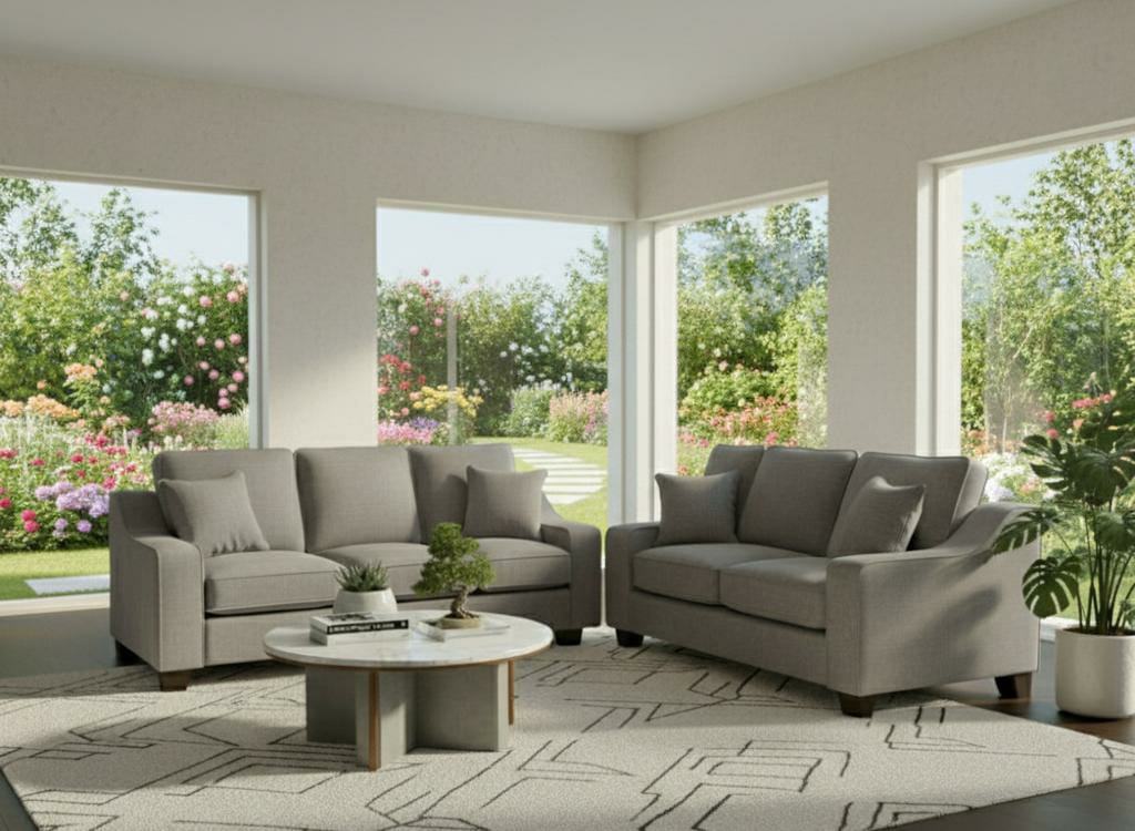 Grey Polyester Fabric  3+2 seater sofa  set NABRASKA Sofa