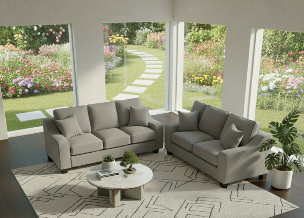 Grey Polyester Fabric  3+2 seater sofa  set NABRASKA Sofa