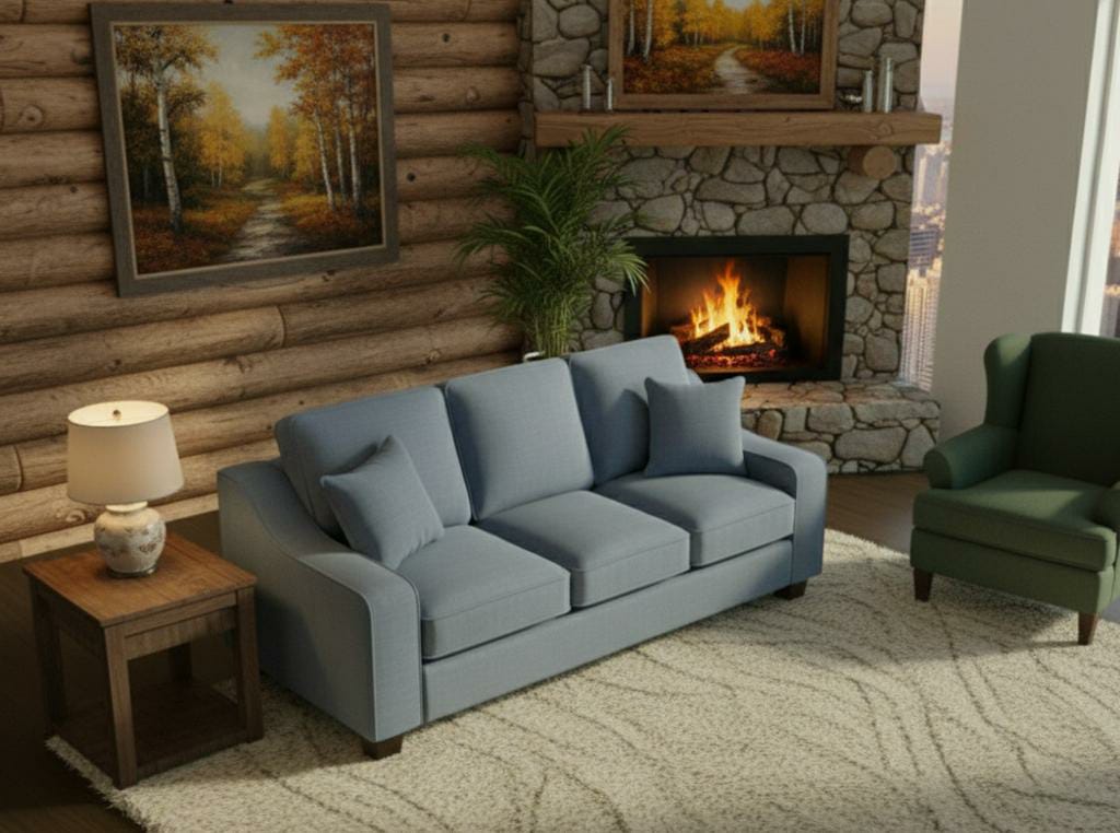 Blue 3 Seater seater Polyester Fbric sofa set Nabraska