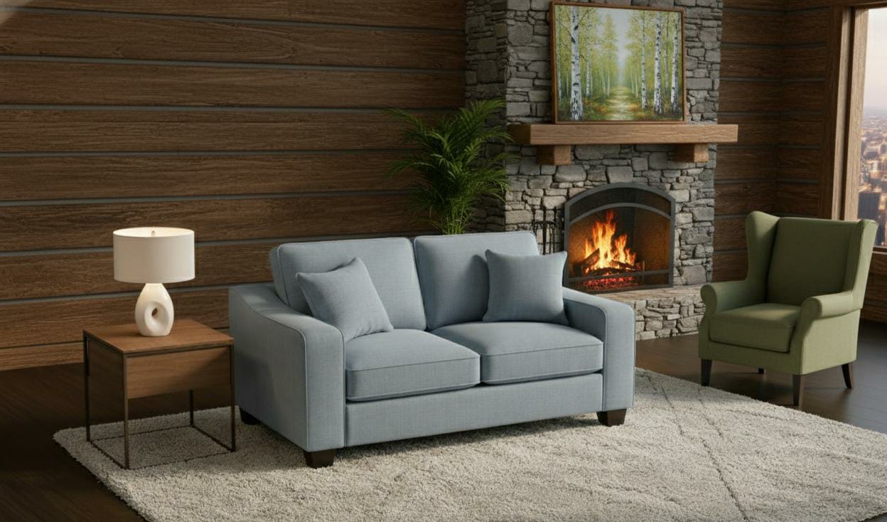 Blue 2 Seater seater Polyester Fbric sofa set Nabraska