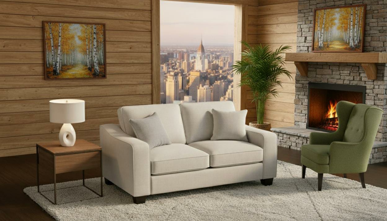 Beige 2 Seater seater Polyester Fbric sofa set Nabraska