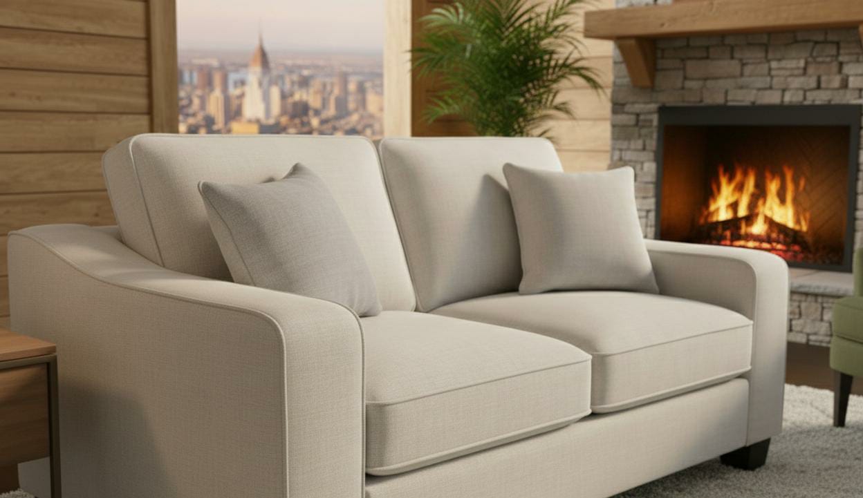 Beige 2 Seater seater Polyester Fbric sofa set Nabraska