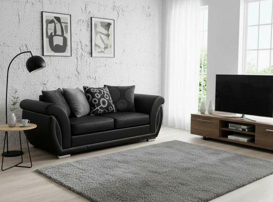 Black 3 Seater seater mix Polyester Fbric sofa set Shannon