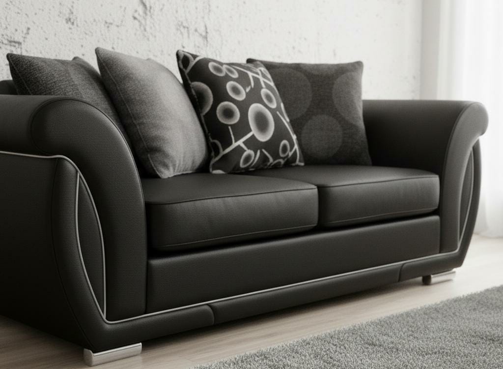 Black 3 Seater seater mix Polyester Fbric sofa set Shannon