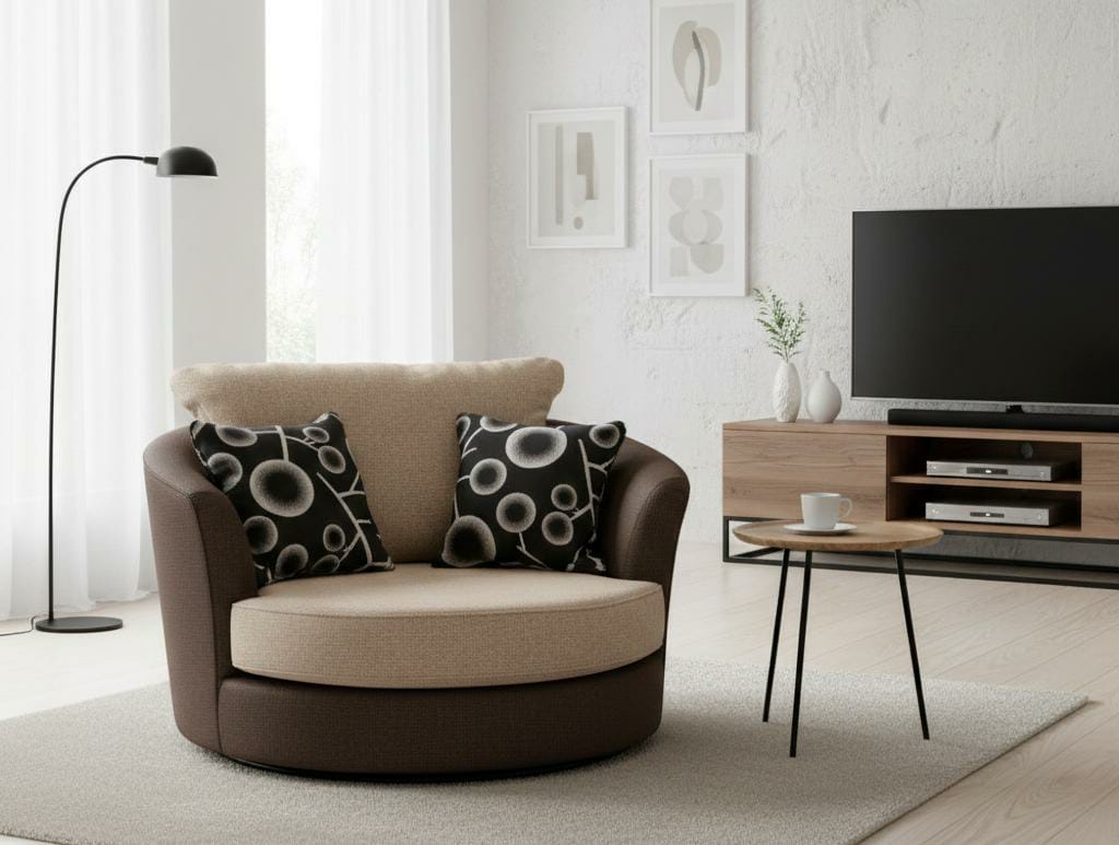 Brown 1 Seater seater mix Polyester Fbric sofa set Shannon