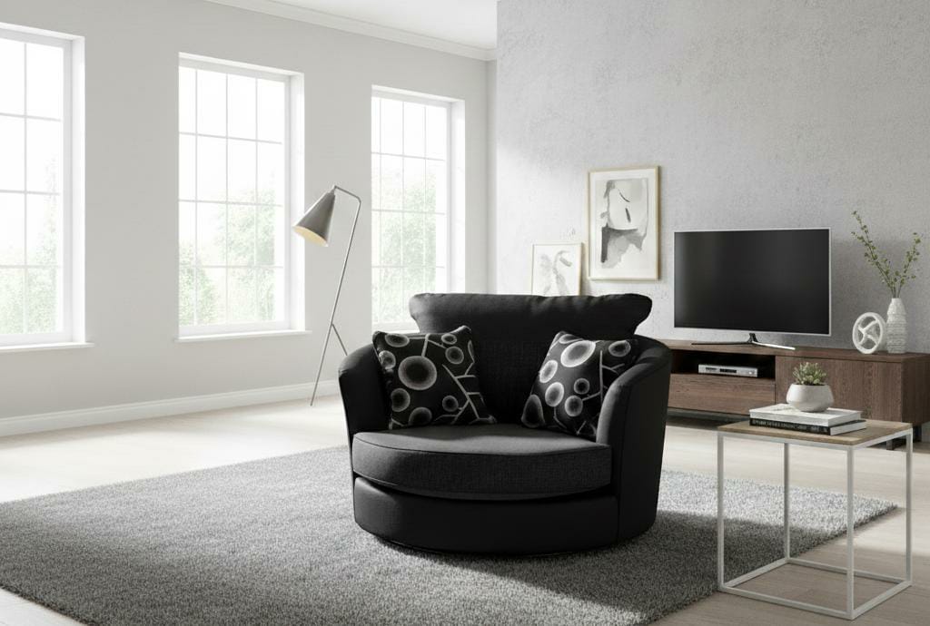 Black 1 seater Polyester  Fabrics SHANNON Fabric  sofa