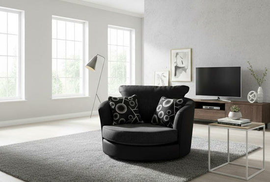 Black 1 seater Polyester  Fabrics SHANNON Fabric  sofa
