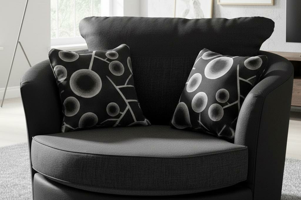 Black 1 seater Polyester  Fabrics SHANNON Fabric  sofa