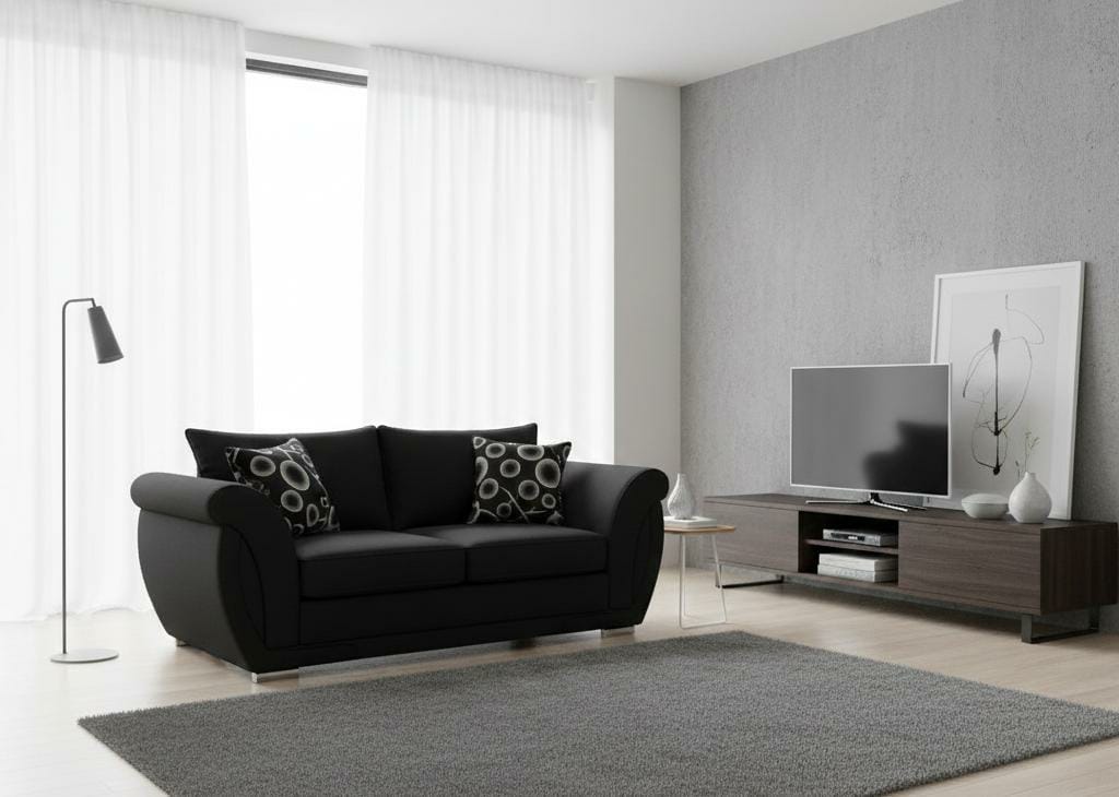 Black 2 Seater seater mix Polyester Fbric sofa set Shannon