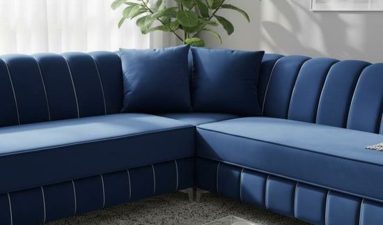 Navy Blue Velvet Corner sofa DOLLAR CORNER SET