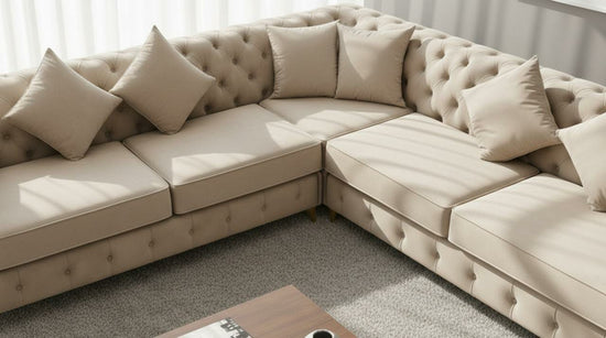 Cream Polyester Fabric Corner sofa NORA CORNER SET