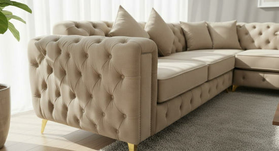 Cream Polyester Fabric Corner sofa NORA CORNER SET