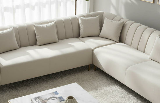 White Polyester  Fabric Corner sofa LUX CORNER SET