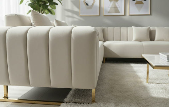 White Polyester  Fabric Corner sofa LUX CORNER SET