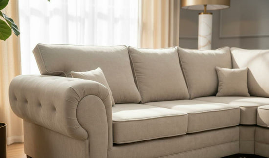 Cream Polyester Fabric Corner sofa VERONA CORNER SET