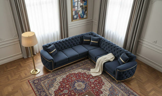 Black  Polyester Fabric Corner sofa ROYAL CORNER SET