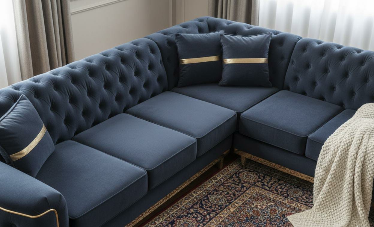 Black  Polyester Fabric Corner sofa ROYAL CORNER SET