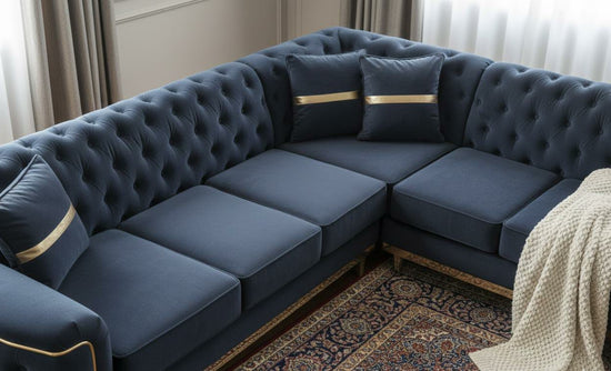 Black  Polyester Fabric Corner sofa ROYAL CORNER SET