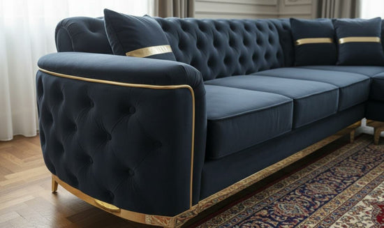 Black  Polyester Fabric Corner sofa ROYAL CORNER SET