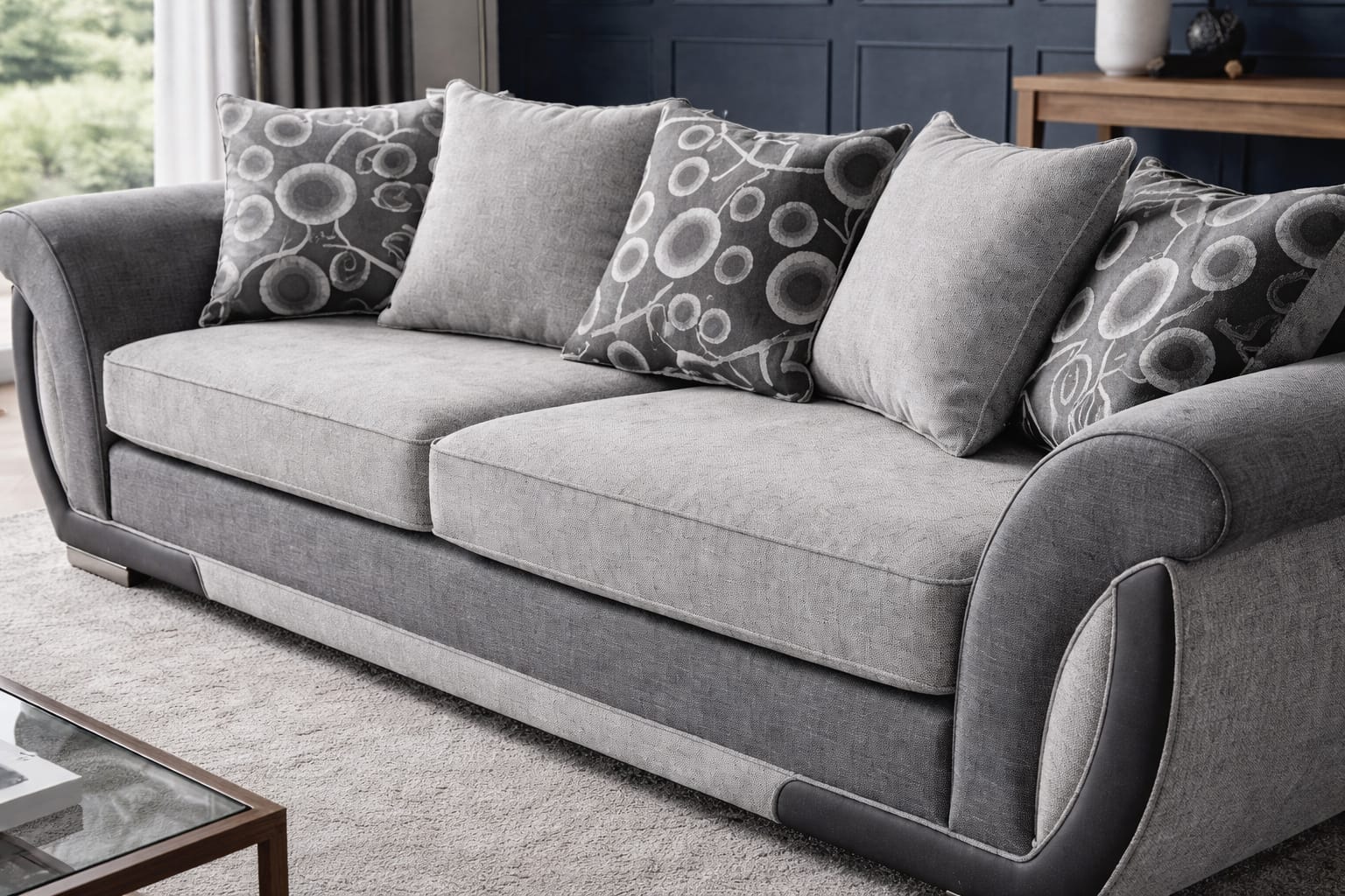 Grey 3 Seater seater mix Polyester Fbric sofa set Shannon