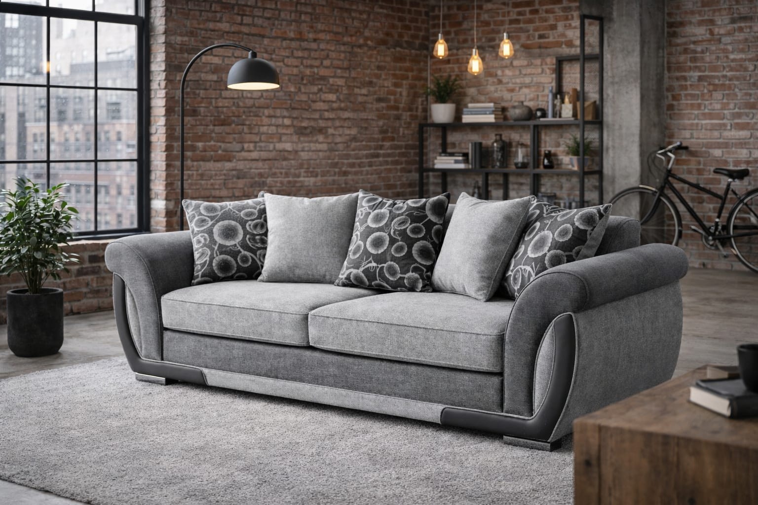 Grey 2 Seater seater mix Polyester Fabric sofa set Shannon
