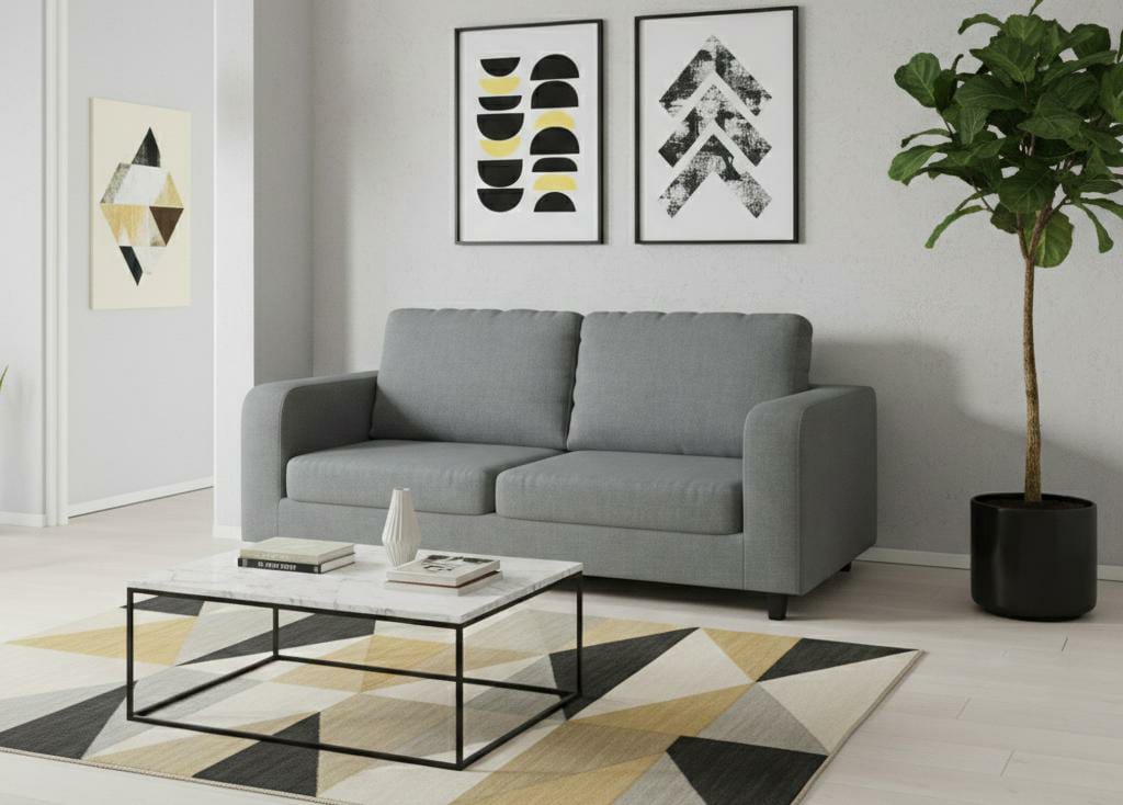 Light Grey 2 Seater seater mix Polyester Fbric sofa set Box